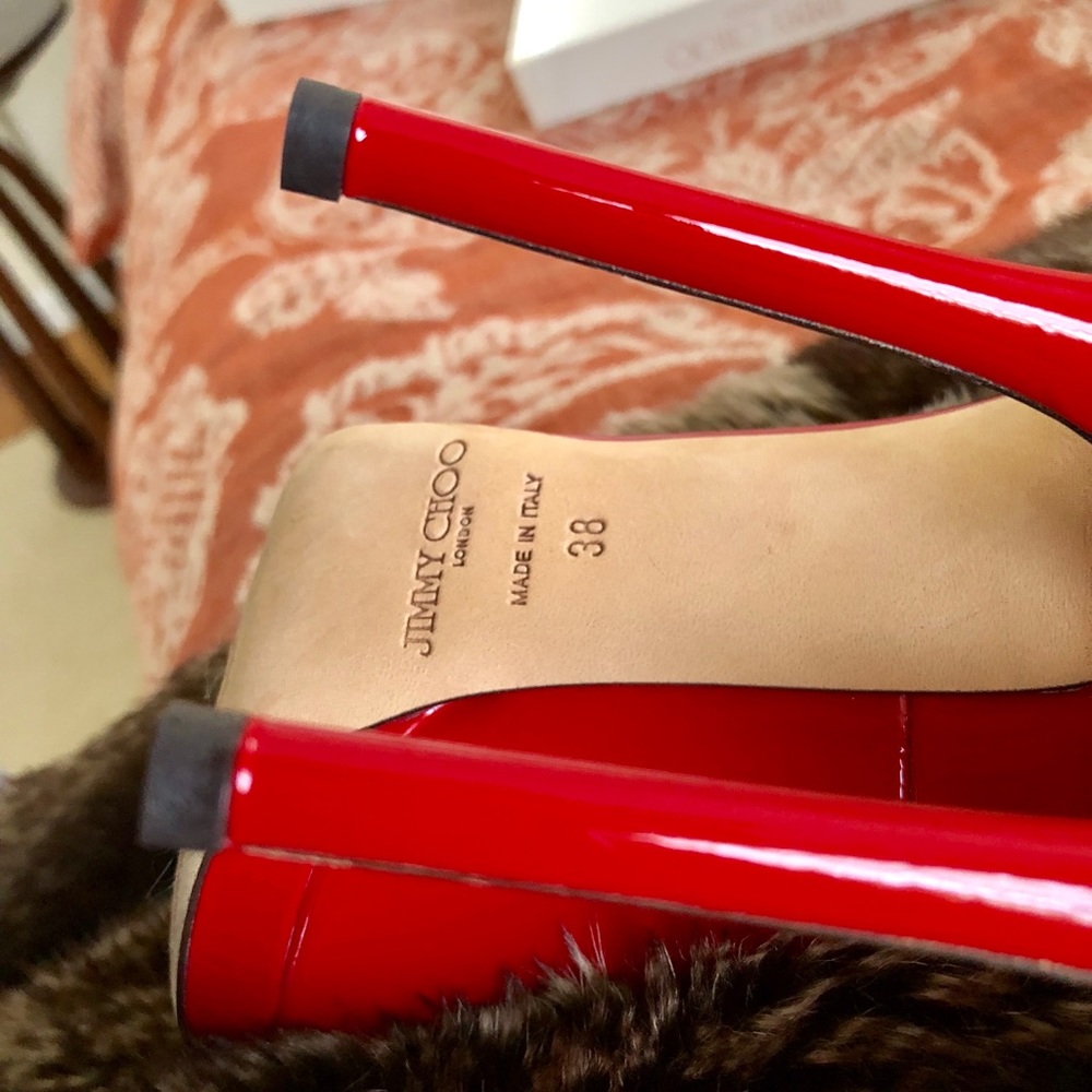 Jimmy Choo Quiet Patent Leather Peep Toe Pump - Picture 6 of 8